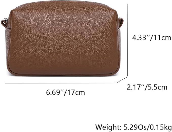 PU leather Organizer Bag Lightweight Cosmetic Bag with Ring Clasp Perfect Travel Makeup Bag for Women (Toffee Brown/PU)