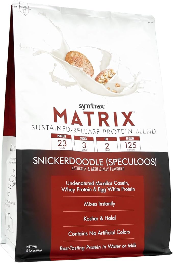 Syntrax Nutrition Matrix Protein Powder, Sustained-Release Protein Blend, Real Cookie Pieces, Snickerdoodle, 5 lbs