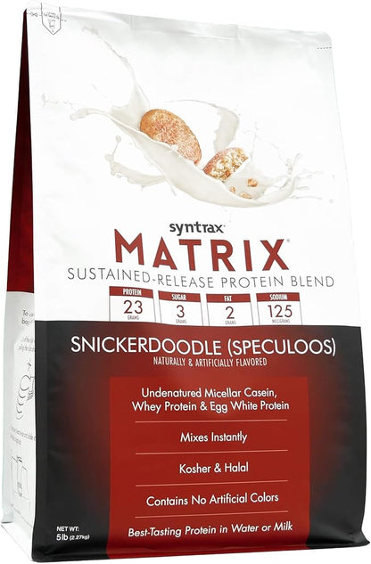 Syntrax Nutrition Matrix Protein Powder, Sustained-Release Protein Blend, Real Cookie Pieces, Snickerdoodle, 5 lbs