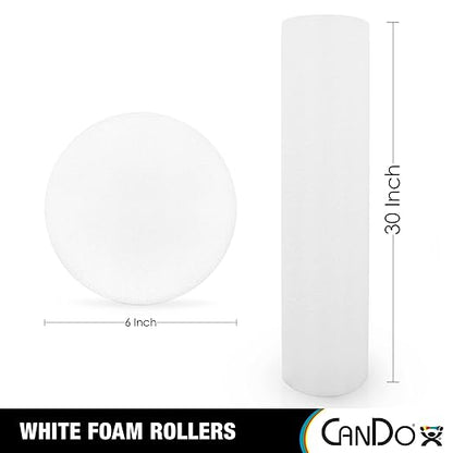CanDo White PE Foam Rollers for Exercise 6" x 30"