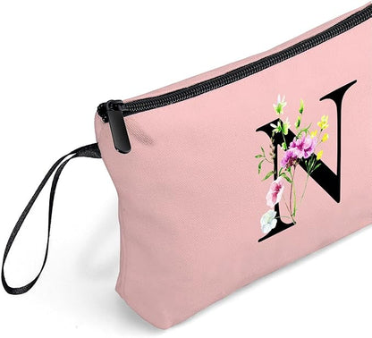 SEAMOON Appreciation Initial Monogram Gifts for Sisters from Sister Employees Team Bride Womens Unique Mom Personalized Makeup Cosmetic Bag with Mirror Mothers Day Christmas Graduation N