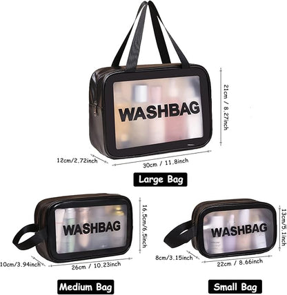 Travel Toiletry Bag for Women Men, Translucent Waterproof Travel Makeup Cosmetic Pouch Traveling Organizer for Toiletries, Cosmetic, Accessories CynynYxy (A-Black)