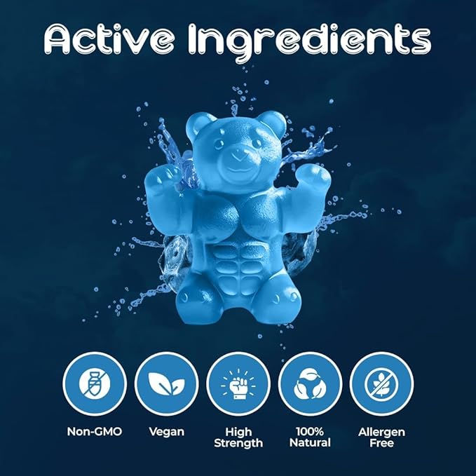 Creatine Monohydrate Gummies for Men & Women | 5000mg of Creatine Gummies per Serving | Sugar Free Gummies, Gluten Free & Halal | Pack of 90 Pre Workout Gummies for Muscle Recovery | Blueberry Flavor