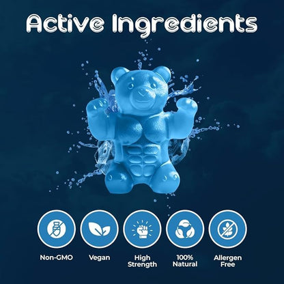 Creatine Monohydrate Gummies for Men & Women | 5000mg of Creatine Gummies per Serving | Sugar Free Gummies, Gluten Free & Halal | Pack of 90 Pre Workout Gummies for Muscle Recovery | Blueberry Flavor
