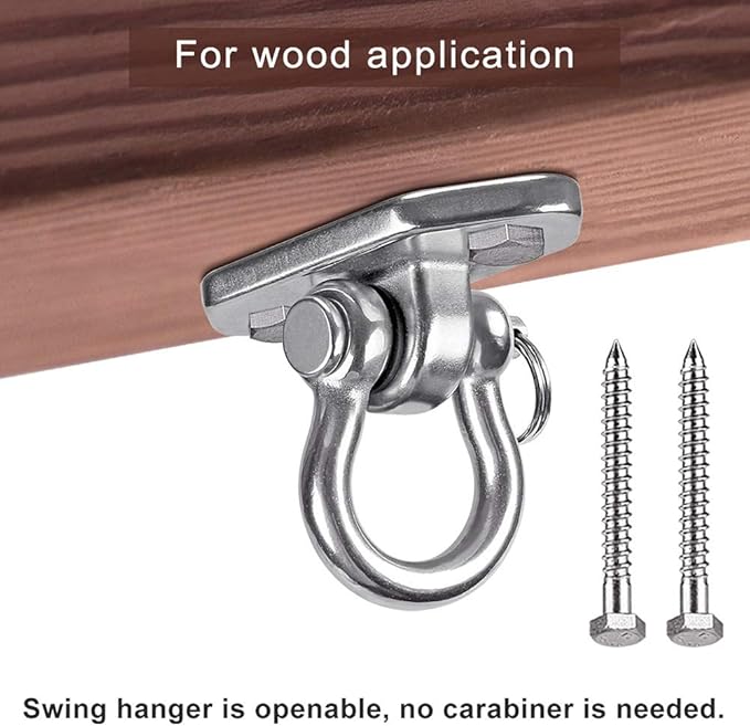 Hammock Chair Hanging Kit Swing Ceiling Mount, Heavy Duty Swing Hanger Hook, Indoor Outdoor Playground Hanging Chair, Tree, Gym, Rope, Swing Set Bracket, Punching Bag Hardware, 1000 LB