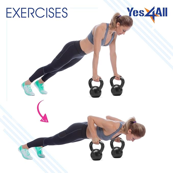 Yes4All Kettlebell Cast Iron Sets 5 - 10 15 - 20 - 25 - 30 lbs,