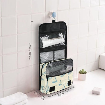senya Hanging Travel Toiletry Bag Kit Boys Makeup Case Cosmetics Organizer for Men Women (Smallest Sailboat Lines)