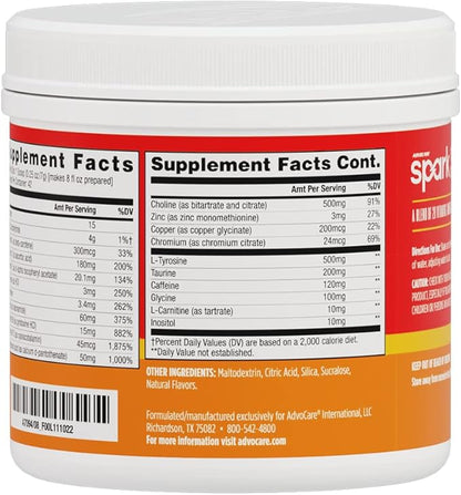 AdvoCare Spark Vitamin & Amino Acid Supplement - Focus & Energy Drink Powder Mix with Vitamin A, B-6, C & E - Also Includes L-Carnitine & L-Tyrosine - Mandarin Orange, 10.5 oz