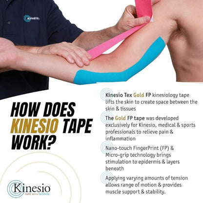 Kinesio Taping - Elastic Therapeutic Athletic Tape Tex Gold FP - Red – 2 in. x 16.4 ft - 2 Pack