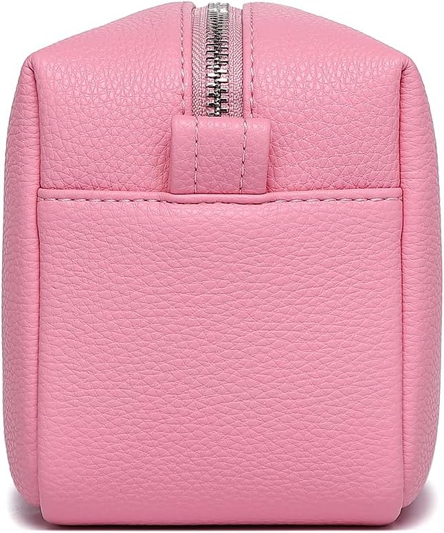PU leather Organizer Bag Lightweight Cosmetic Bag with Ring Clasp Perfect Travel Makeup Bag for Women (Azalea Pink/PU)