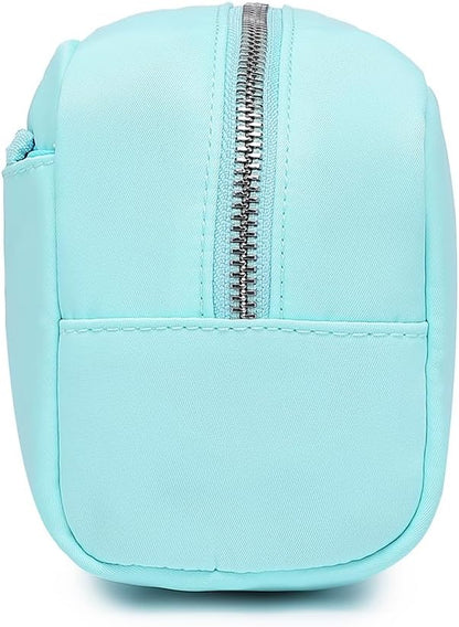 Nylon Female cosmetic bags Canvas toiletry bags Wash bags with large capacity Simple design (Nylon/Mint Green)