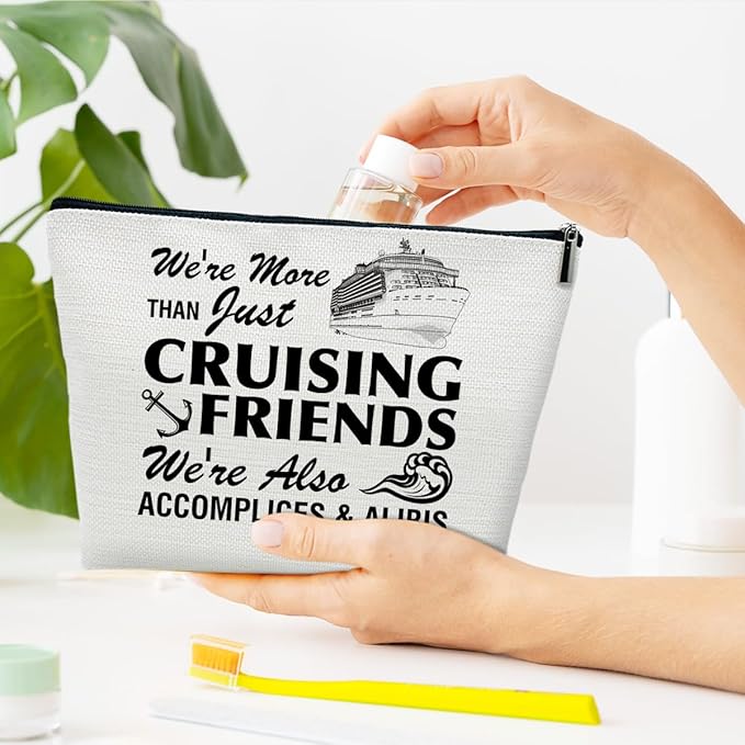 Funny Cruise Makeup Gift Bag, Cruise Lover Summer Vacation Gift, Toiletry Travel Cosmetic Bags With Zipper Organizer For Women Girl Mom Sister Friend