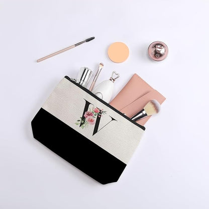 Initial Makeup Bag, Personalized Gifts for Women, Personalized Makeup Bag, Bridesmaid Gifts, Cosmetic bags for Women (Letter W)