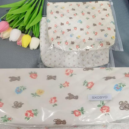 Cosmetic Bags for Women Makeup Bag Large Capacity Purse Travel Toiletry Zipper Storage Pouch Make up Brushes Organizer for Gifts (White, mini Bear)