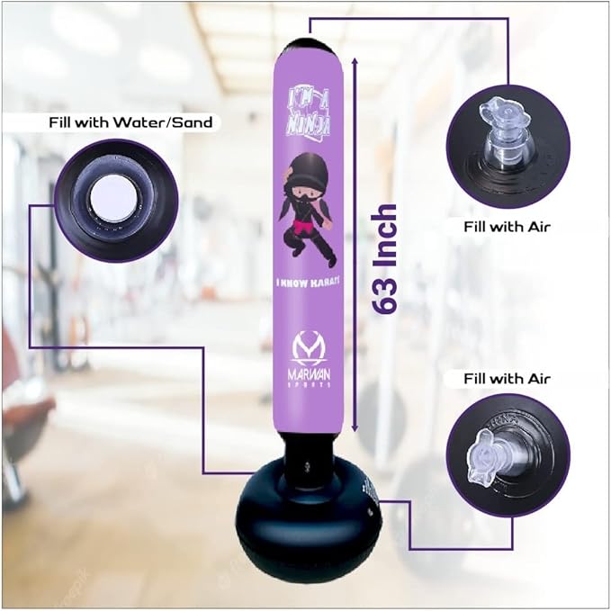 Durable Inflatable Kids Punching Bag for Karate and Boxing – Bounce-Back Martial Arts Bag for Boys and Girls, Great Birthday Gift to Relieve Energy and Build Skills for Boys Ages 4-12