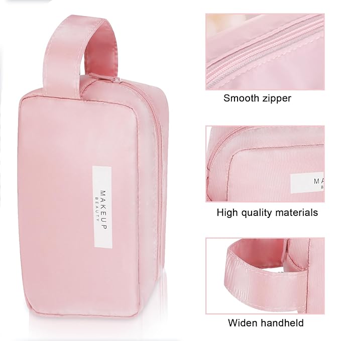 Travel Makeup Bag Cosmetic Bag Makeup Bag Toiletry bag for women and men (Pink-3pcs)