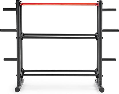 Sunny Health & Fitness Multi-Weight Storage Rack Stand for Dumbbells, Kettlebells, Olympic Weight Plates, Barbell, Medicine Ball