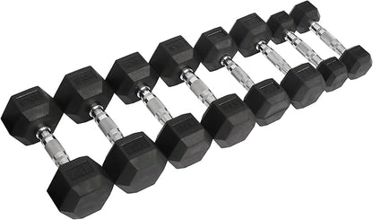 Premium Rubber Coated Hex Dumbbell Weight Set, Multiple Packages