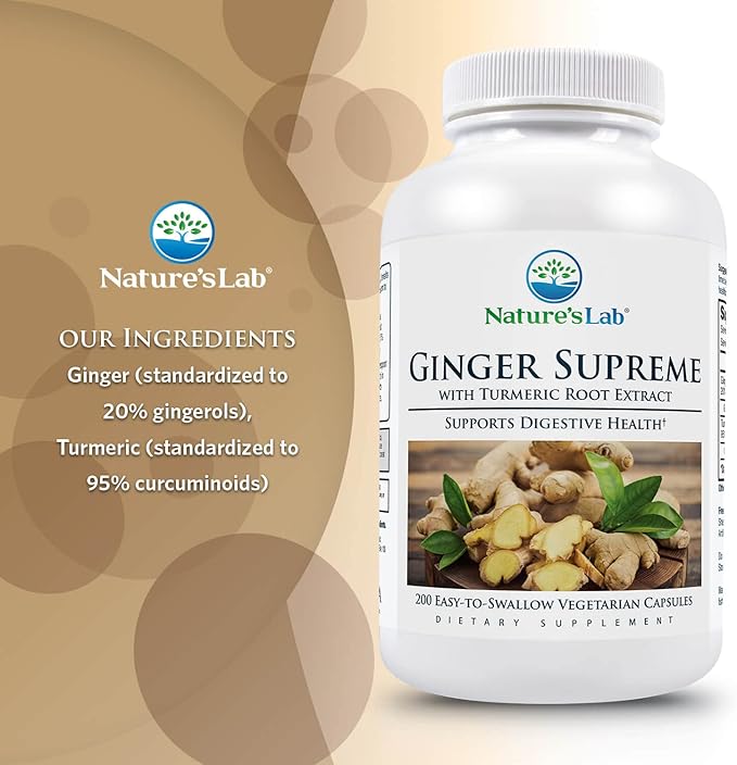 Nature's Lab Ginger Supreme - Ginger Extract, Turmeric Extract - 200 Ct