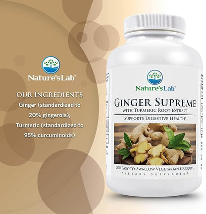 Nature's Lab Ginger Supreme - Ginger Extract, Turmeric Extract - 200 Ct