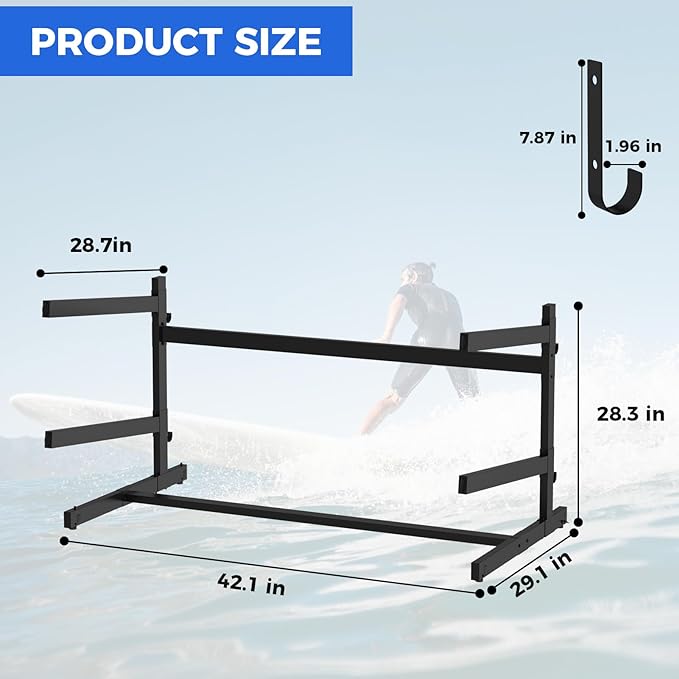 Kayak Storage Rack, Heavy Duty Adjustable Freestanding Kayak Stand with Wheels or Protection Pad for Kayaks, SUPs, Canoe and Paddleboard Kayak Rack for Indoor & Outdoor Use