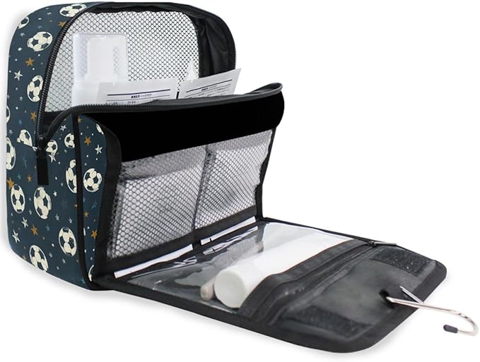 senya Hanging Travel Toiletry Bag Kit Boys Makeup Case Cosmetics Organizer for Men Women (-326- Football)