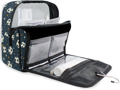 senya Hanging Travel Toiletry Bag Kit Boys Makeup Case Cosmetics Organizer for Men Women (-326- Football)