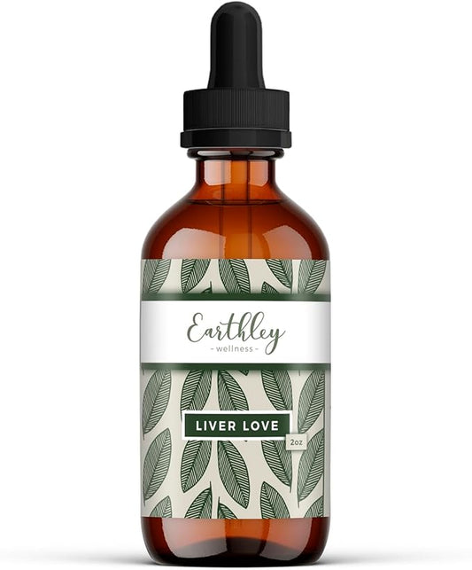 Earthley Wellness Liver Love, Herbal Tincture, Natural Liver Support, Detox Support, Turmeric Root, Dandelion Root, Peppermint Leaf, Black Pepper, 100% Organic, 2oz (Regular)