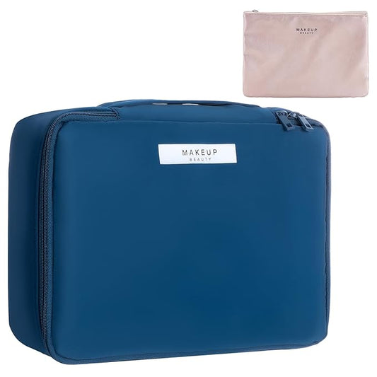 Travel Makeup Bag Cosmetic Bag Makeup Bag Toiletry bag for women and men (Navy blue)