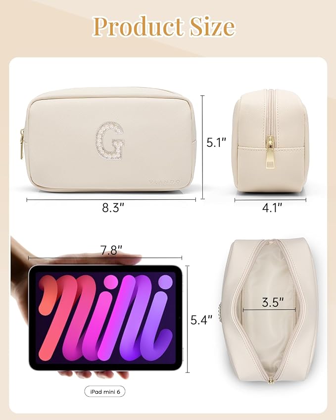 Vlando Gifts for Friends Female Cute Makeup Pouch Makeup Case Personalized Bridal Shower Gifts Wedding Gifts Birthday Graduation Gifts G