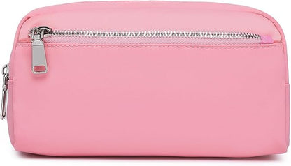 Nylon Female cosmetic bags Canvas toiletry bags Wash bags with large capacity Simple design (Nylon/Pink)