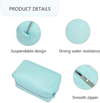 Organizer Bag Lightweight Cosmetic Bag with Ring Clasp Perfect Travel Makeup Bag for Women nylon Stand Up Design (Mint Green/Nylon)
