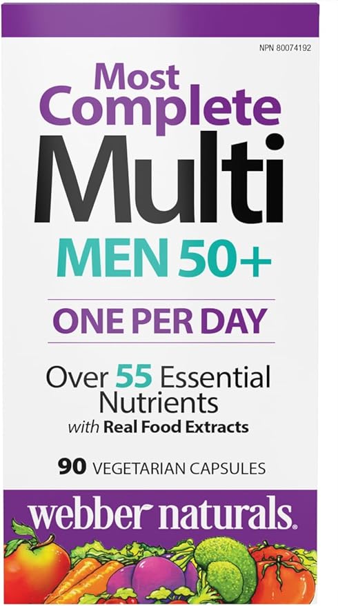 Webber Naturals Men's 50+ Most Complete Multi, 90 Vegetarian Capsules