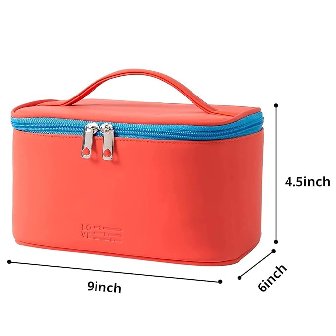 KITENROM Portable Makeup Bag Cosmetic Bags for Women Medium Pouch Case Purse Make Up Organization Waterproof (Red)
