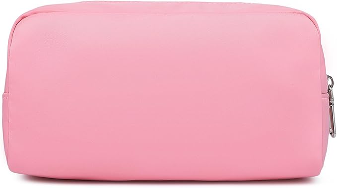 Nylon Female cosmetic bags Canvas toiletry bags Wash bags with large capacity Simple design (Nylon/Pink)