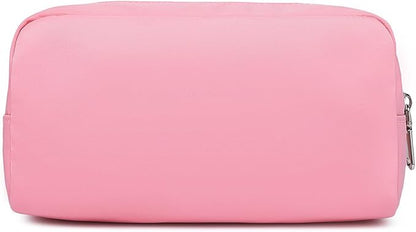 Nylon Female cosmetic bags Canvas toiletry bags Wash bags with large capacity Simple design (Nylon/Pink)