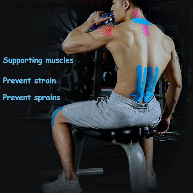 Kinesiology Tape Precut, Waterproof Sports Tape for Recovery Sports Athletic Physio Therapy Injury. Athletic Tape for Ankle Muscles,Elbow, Knee,Shoulder (3Rolls,60 Precut Strips, Blue)