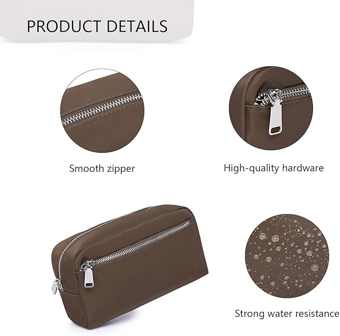 Nylon Female cosmetic bags Canvas toiletry bags Wash bags with large capacity Simple design (Nylon/Brown)