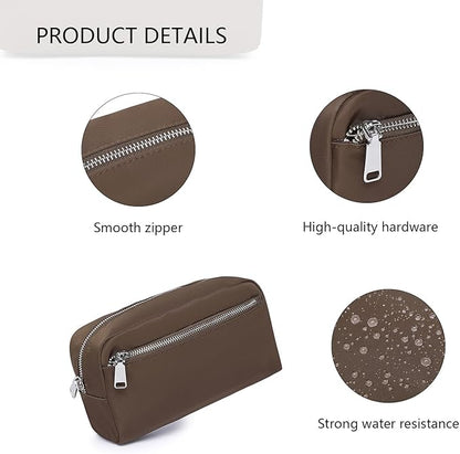 Nylon Female cosmetic bags Canvas toiletry bags Wash bags with large capacity Simple design (Nylon/Brown)