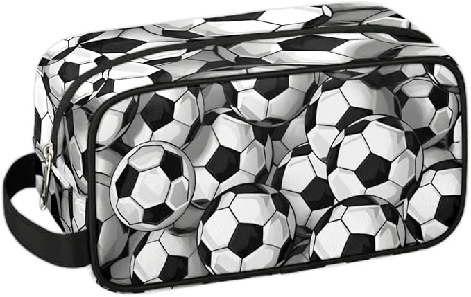 Soccer Travel Cosmetic Bag for Boy Men,Hanging Toiletry Bag,Waterproof Makeup Bag,Approved Hygiene Bag Shave Dopp Kit Organizer for Toiletries Shower Bathroom Carry-on Accessories Gifts