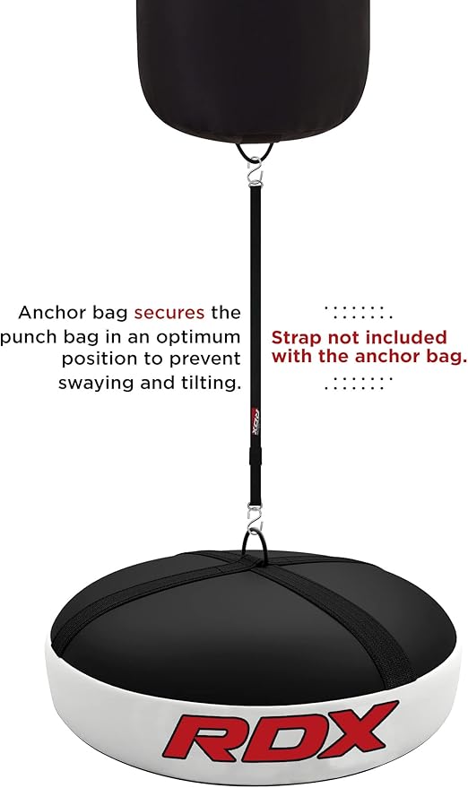 RDX Floor Anchor for Punch Bag Double end Speed Ball, Non Tear Maya Hide Leather, Heavy Duty D Ring, Easy Zipper Closure, Maximum Swing Reduction for Boxing MMA, Muay Thai, Kickboxing Training Bags