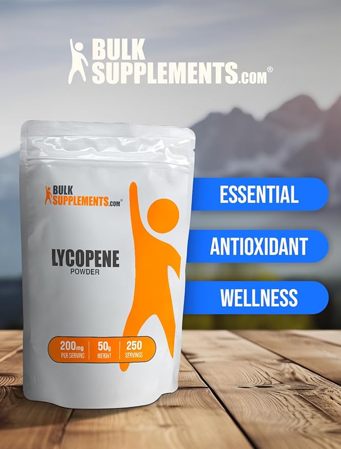 BulkSupplements.com Lycopene Powder - Lycopene Supplement, Lycopene 10mg - Antioxidants Supplement & Heart Health Supplement, Gluten Free, 200mg per Serving, 50g (1.8 oz)