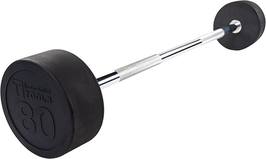 Body-Solid Rubber Coated Fixed Weights Straight Barbells- Weighted