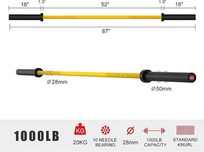 Elevens Olympic Barbell Training Curl Weight Bar 300LBS/330LBS/700LBS /1000LBS/1500LBS Capacity,Chrome