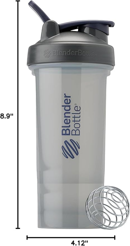 BlenderBottle Shaker Bottle Pro Series Perfect for Protein Shakes and Pre Workout, 28-Ounce, Full-Color Grey