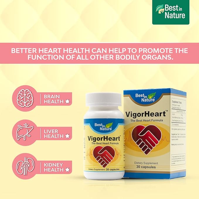 VigorHeart-The Natural Heart Supplements Pills with Coq 10, Salvia Miltiorrhiza, and Panax Pseudoginseng (30 Capsules)