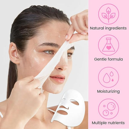8 Pack Rose Face Mask,Pink Face Masks Spa Day kit Supplies for Teens Girls Women,Sheet Facial Mask Skincare for Kids Gifts Set,Hydrate Nourish Soothe for All Skin Types,Spa Party Favors