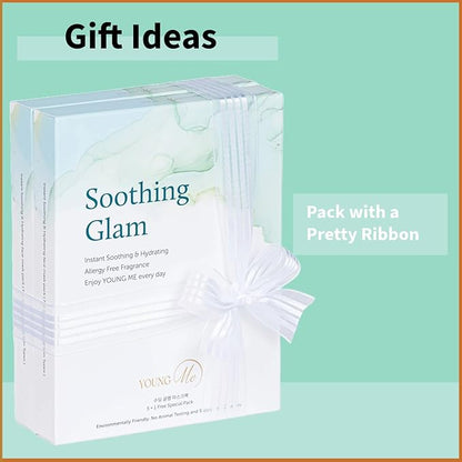 YoungMe Soothing Glam Facial Sheet Mask - 12 Sheets Face Masks | Korean Skincare - Deep Mask for Sensitive Skin or All Skin Types