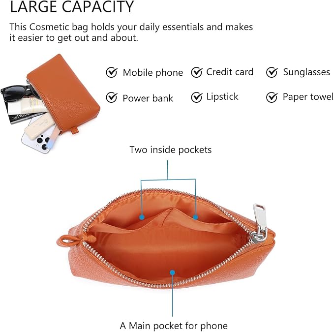 PU Leather Makeup Simple and Convenient Handbag Small Exquisite Storage Bag (Pu/Vitality Orange)