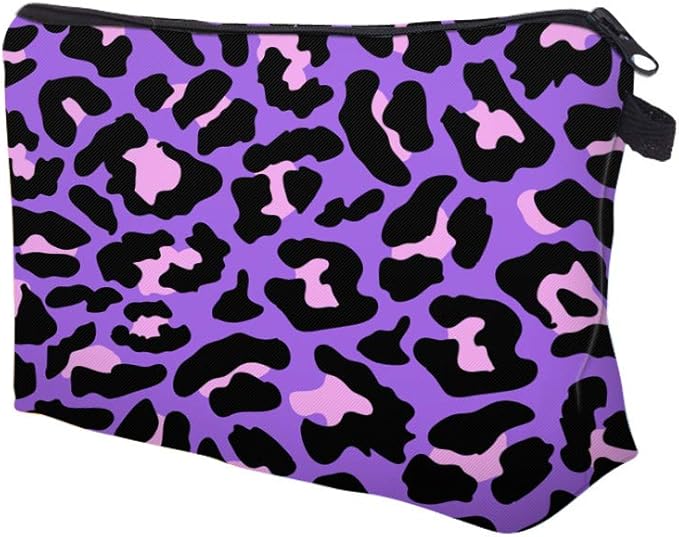 Cute Travel Makeup Bag Cosmetic Bag Small Pouch Gift for Women (Cheetah Print Purple)